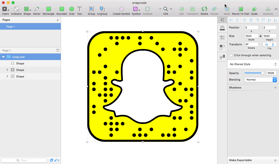 Snapcode customization in Sketch